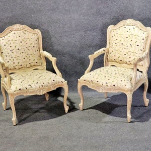 Pair of Louis XV Style Paint Decorated Armchairs Fauteuils, Bergeres, Accent Chair, Club Chair, Pair Chairs, Chair, Antique Furniture, MCM