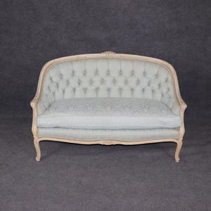 Vintage Louis XV Style Creme Paint Decorated Settee, Loveseat, Sofa, Antique Settee, Upholstered Settee, Mid Century Modern, Furniture,Retro