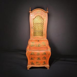 Italian Venetian Style Chinoiserie Paint Decorated Secretary Desk, Antique Desk, Vintage Desk, Living Room Furniture, Furniture, Retro