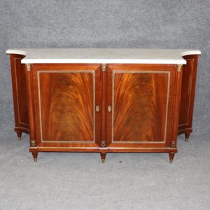 Signed Maison Jansen Louis XVI Directoire Style Marble Top Sideboard, Server, Vintage Sideboard, Antique Sideboard, Furniture, Retro