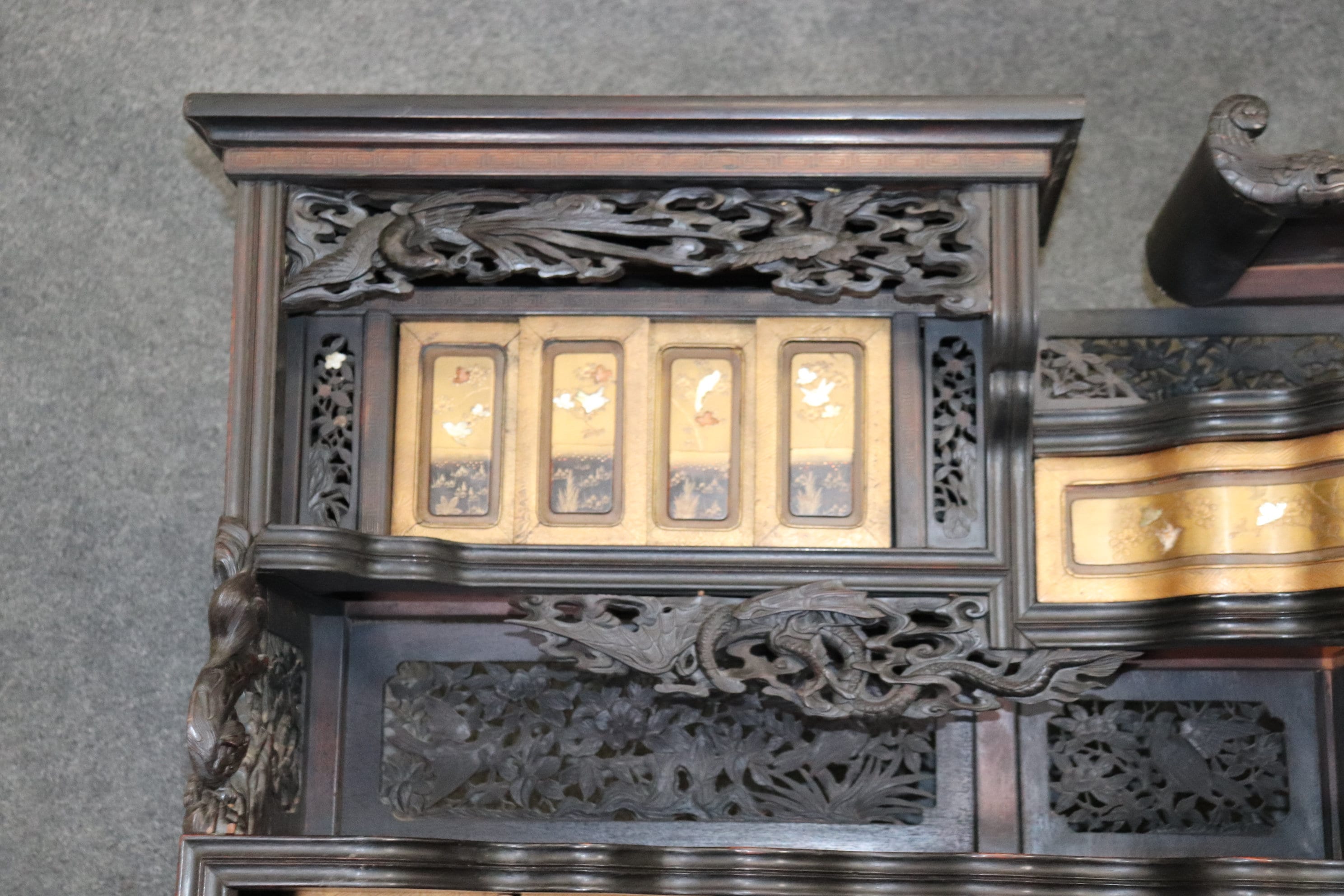 Large Antique Meji Period Japanese Shibayama Cabinet Museum Quality, Oriental Decor Chinoiserie ...