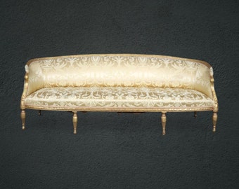 Monumental Antique 19th Century Louis XVI Style Gold Gilt Sofa, Vintage Sofa, Antique Furniture, Living Room Furniture, French, Luxury