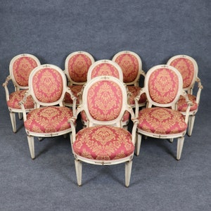 Antique Set of 8 Louis XVI Style Paint Decorated Dining Room Chairs, Vintage Chairs, Office Chairs, Home Decor, MCM, Furniture, Retro