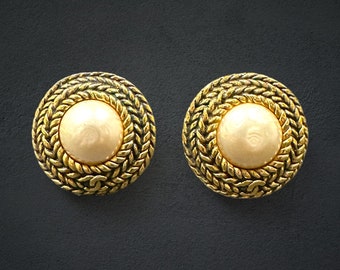 Pair of Vintage Coco Chanel Clip On Earrings, Costume Jewelry, Vintage Jewelry, Chanel Bag, Designer Jewelry, Gucci, Louis Vuitton French