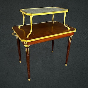 Antique French Louis XVI Style Ormolu Mounted Two Tier Accent Table, Dessert Table, Antique Furniture, Vintage Table, Vintage Furniture, MCM