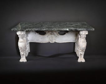 Antique Regency Marble Top Console Table: Figural Accent Table