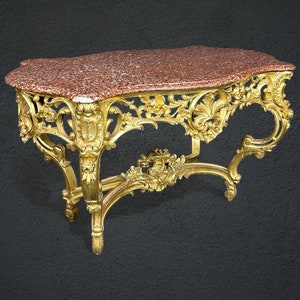 Vintage Italian Rococo Marble Top Gold Gilt Center Table, Vintage Furniture, Antique, Antique Furniture, Accent Table, Entryway Furniture