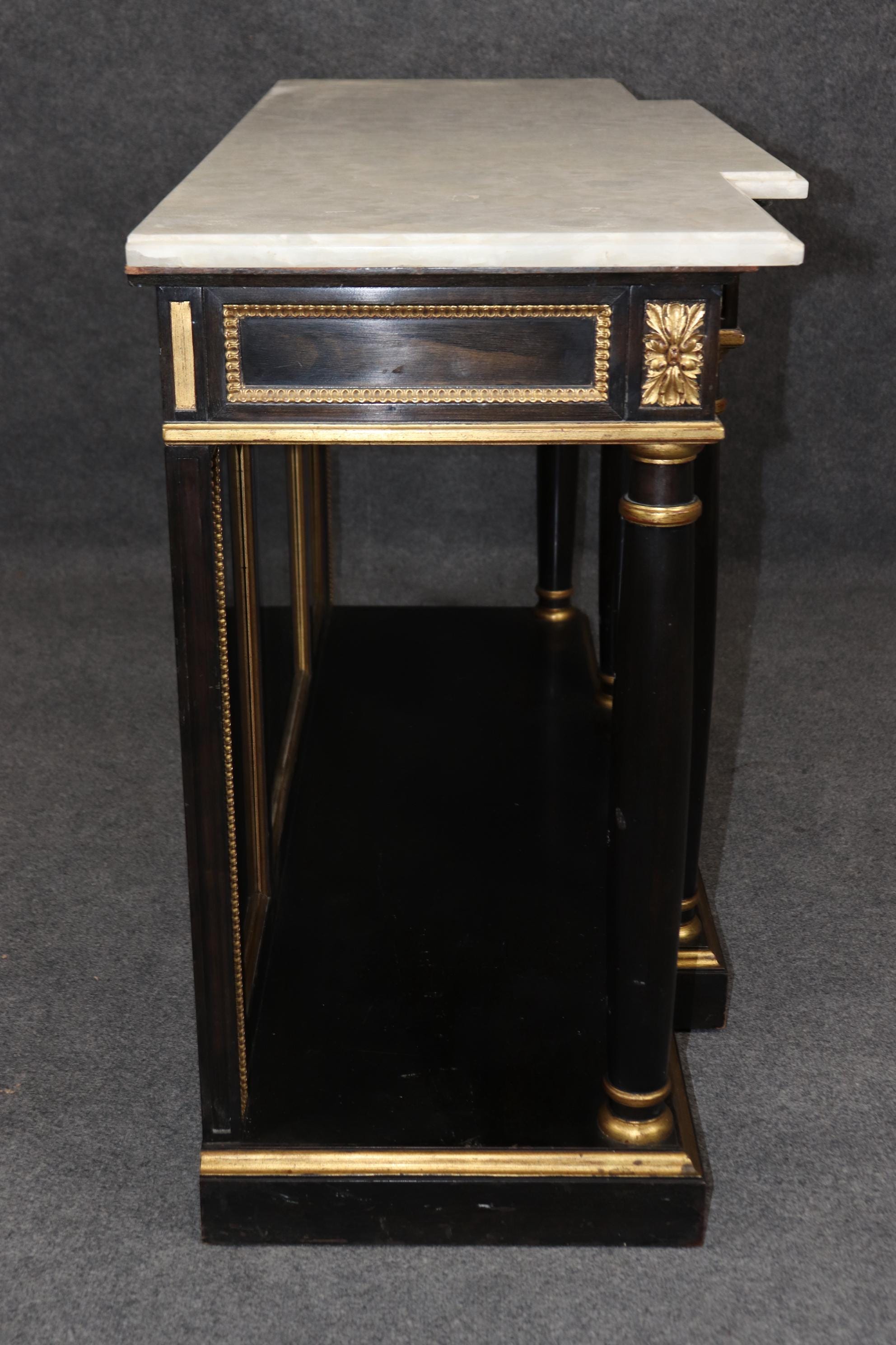 Vintage Louis XVI Style Alabaster Top Console Table: Black Entryway ...