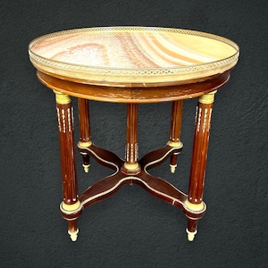 French Louis XVI Style Granite Top End Table circa 1930s, Side Table, Accent Table, Vintage Table, Vintage Table, Antique Table, Retro