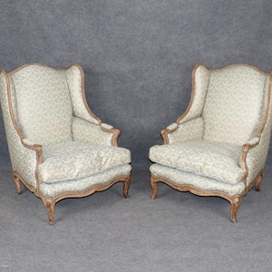 Pair of Antique French Louis XV Style Wingback Chairs circa 1900, Armchairs, Accent Chairs, Pair Chairs, Vintage Chairs, Living Room Decor
