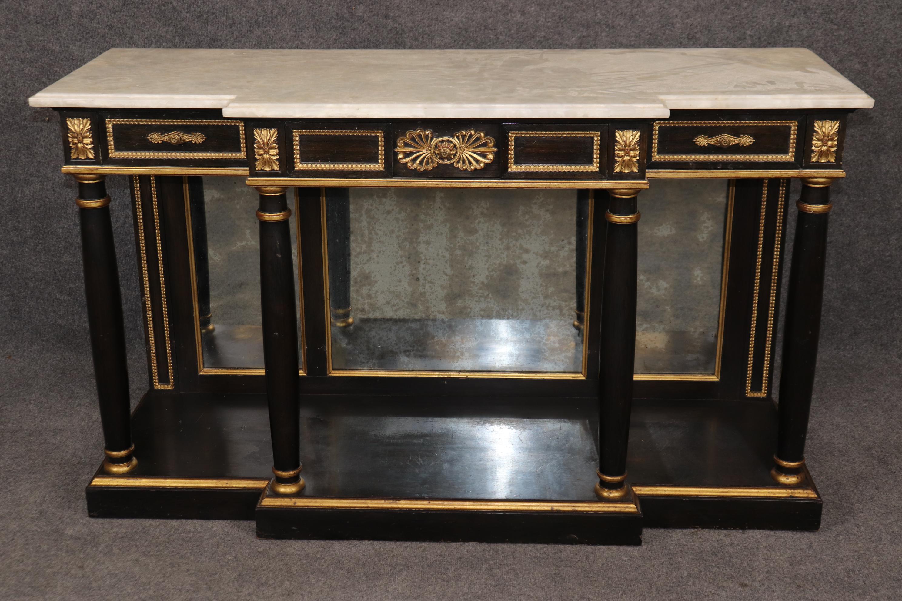 Vintage Louis XVI Style Alabaster Top Console Table: Black Entryway ...