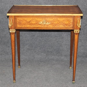 Antique Louis XVI Style Marquetry Inlaid Ormolu Mounted End Table, Side Table, Accent Table, Antique French Decor, Antique Furniture,