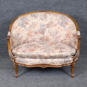 French Louis XV Style Upholstered Settee circa 1920s, Loveseat, Sofa, Antique Settee, Antiques, MCM, Living Room Furniture, Furniture,Retro
