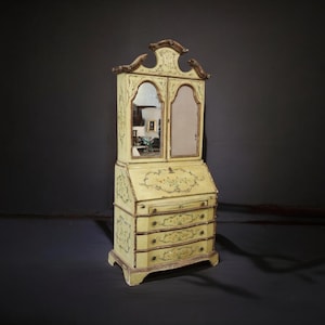 Antique Turn of the Century Italian Venetian Style Paint Decorated Secretary Desk, Writing Desk, Vintage Secretary, Antique Desk, Furniture