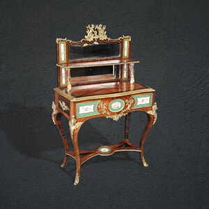 Antique 19th Century French Louis XV Style Bronze Mounted Vanity with Sevres Style Plaques, Antique Furniture, French, Home Decor, Furniture
