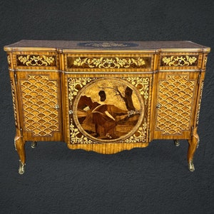 Maitland Smith Louis XV Style Inlaid Commode Server, Antique Furniture, Chest of Drawers, Vintage Furniture, Theodore Alexander, Console