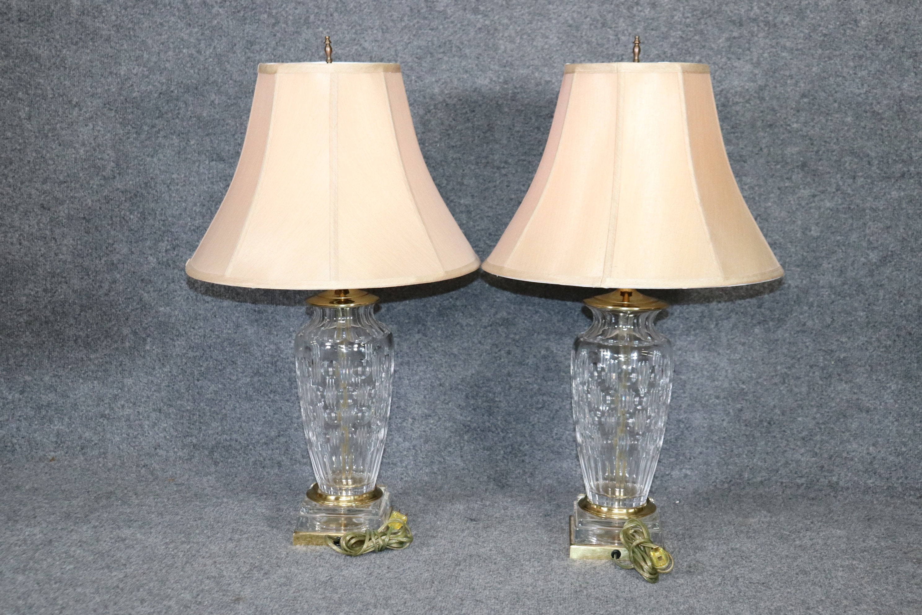 Vintage Waterford Ireland Crystal Brass Table Lamp W Tag