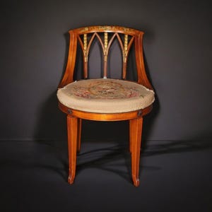 English Adams Style Paint Decorated Vanity Swivel Chair, Vanity Stool, Accent Chair, Antique Chair, Painted Chair, Antique Furniture, Retro