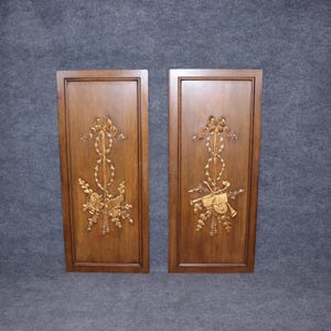 Louis XVI Style Gilt Carved Wood Wall Panels: Neoclassical Decor Pair