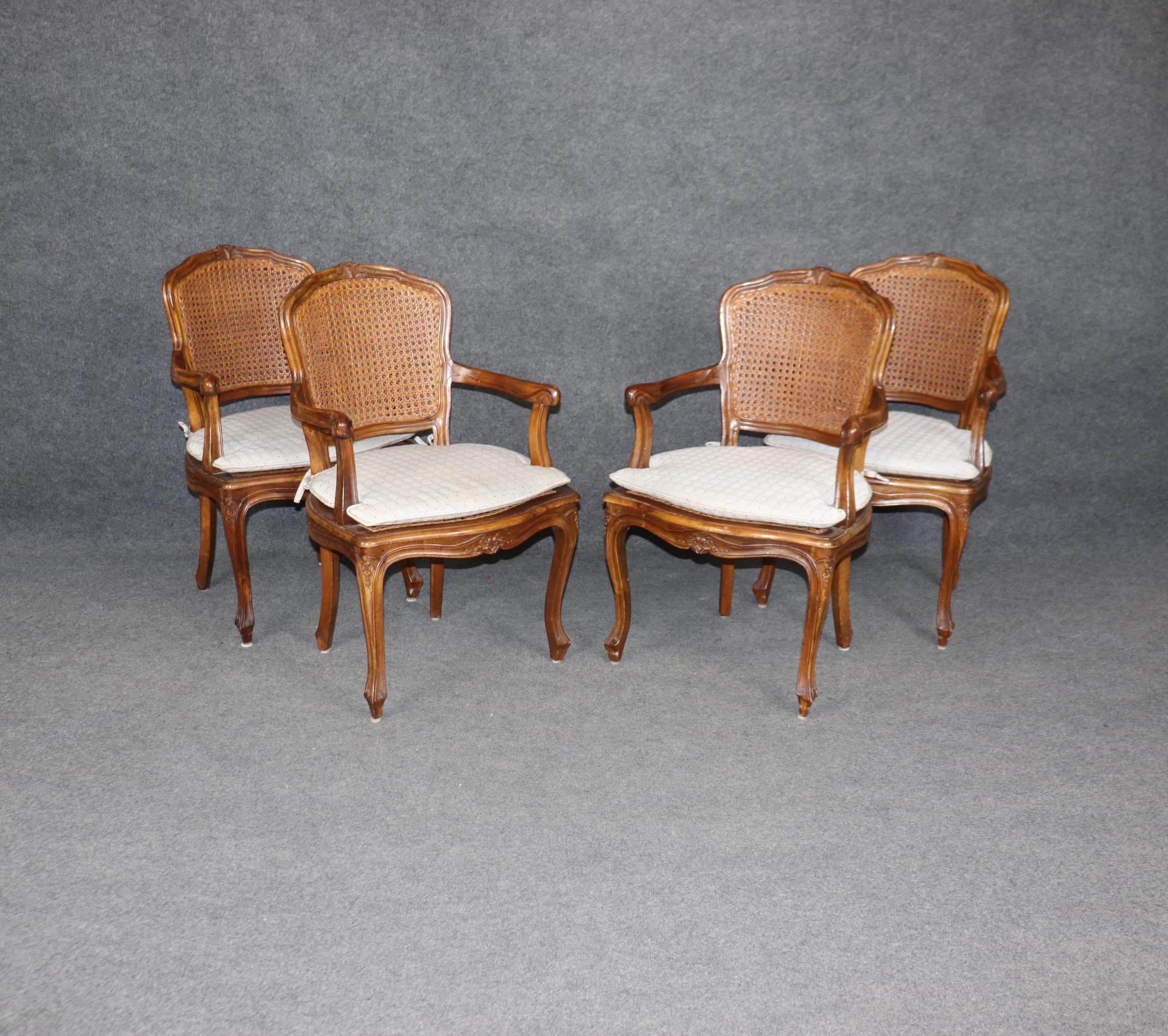 Set of 4 Vintage French Louis XV Style Cane Back Armchairs - Etsy