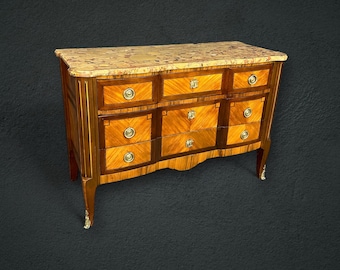 Antique Louis XV Style Marble Top Inlaid Commode circa 1920s, Chest of Drawers, Antique Furniture, Vintage Commode, Vintage, MCM, Retro