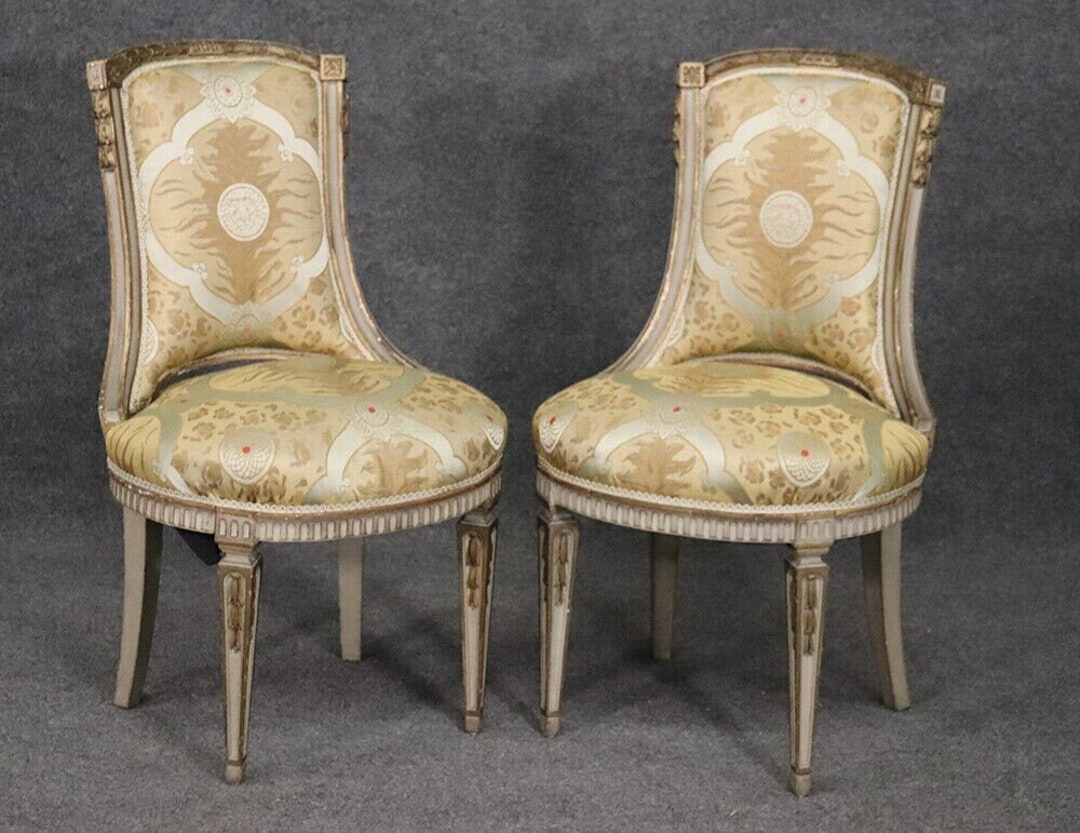 Pair of French Louis XVI Paint Decorated Side Chairs, Circa 1920s ...