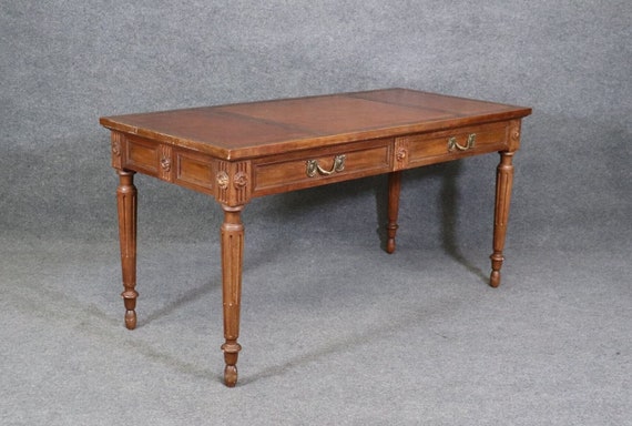 Vintage Country French Louis XVI Style Walnut Leather Top Desk by Baker Furniture Maitland Smith Style Office Desk Large Desk Antiques Etsy