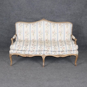 Vintage French Louis XV Style Distressed Paint Decorated Settee, Loveseat, Sofa, Antique Settee, Living Room Furniture, Antique Furniture