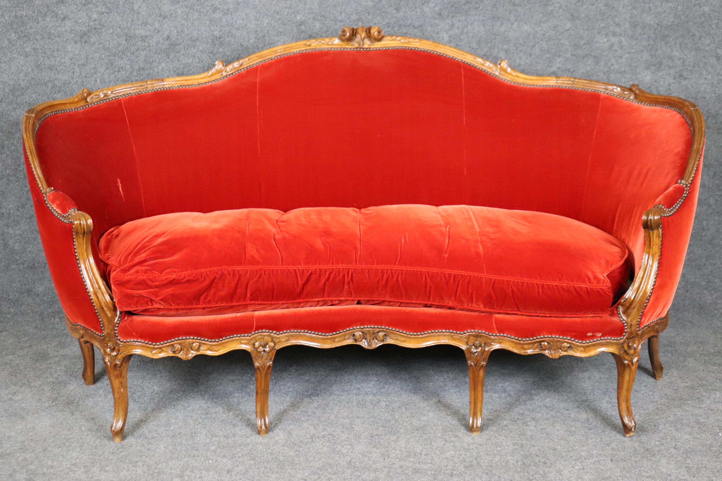 Antique 18th Century French Louis XV Carved Red Settee - Etsy