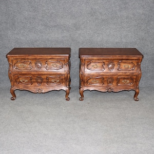 Pair of Louis XV Style Carved Two Drawer Night Stands, Vintage Nightstands, Side Tables, End Tables, Pair Tables, Furniture, Retro