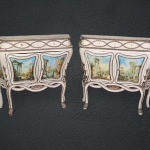 Pair of Antique 18thC Italian Paint Decorated Commodes, Antique Furniture, Furniture, Commode, Chest of Drawers, Interior Decor,Louis XV