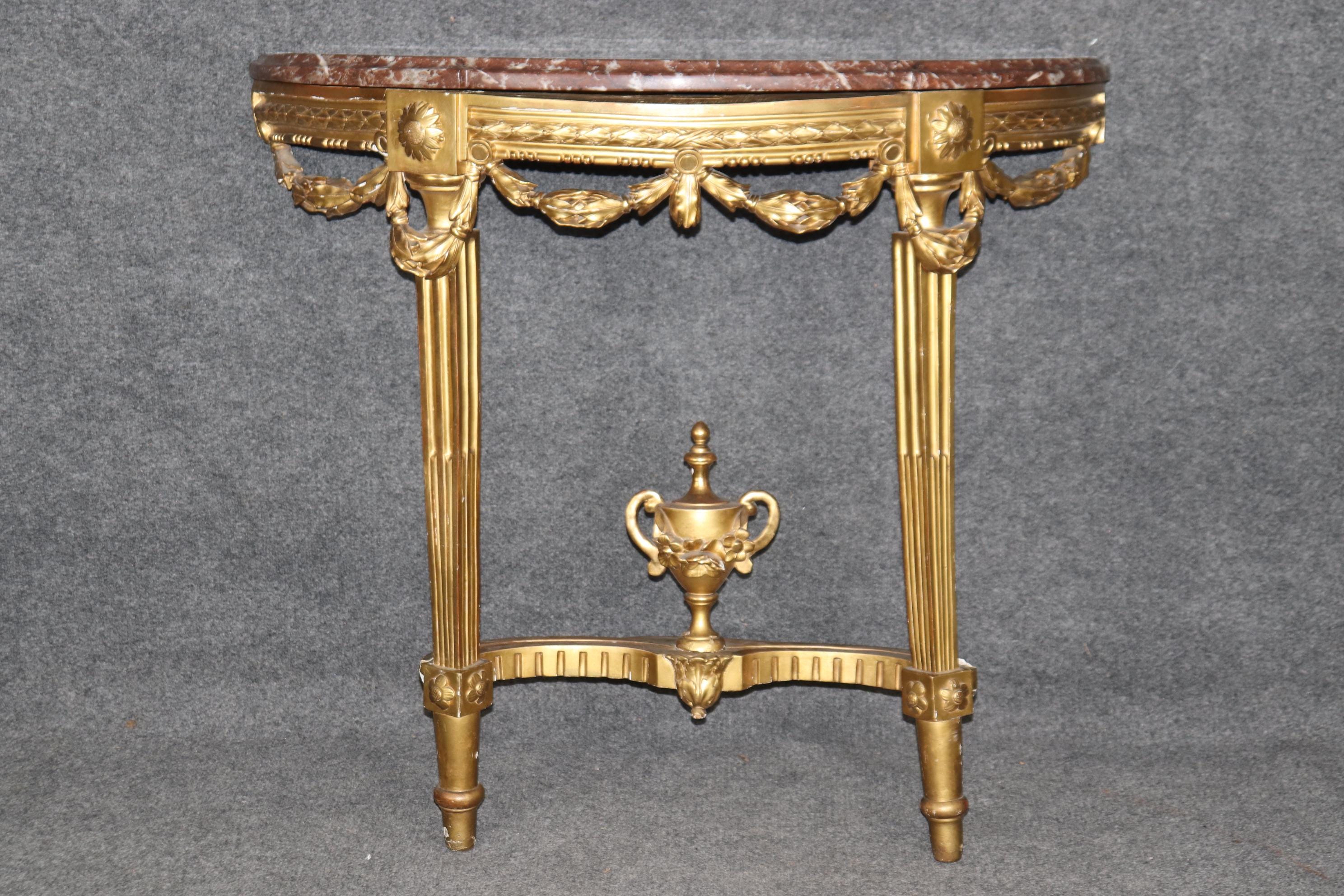 Antique French Louis XVI Style Marble Top Gold Console Table - Etsy