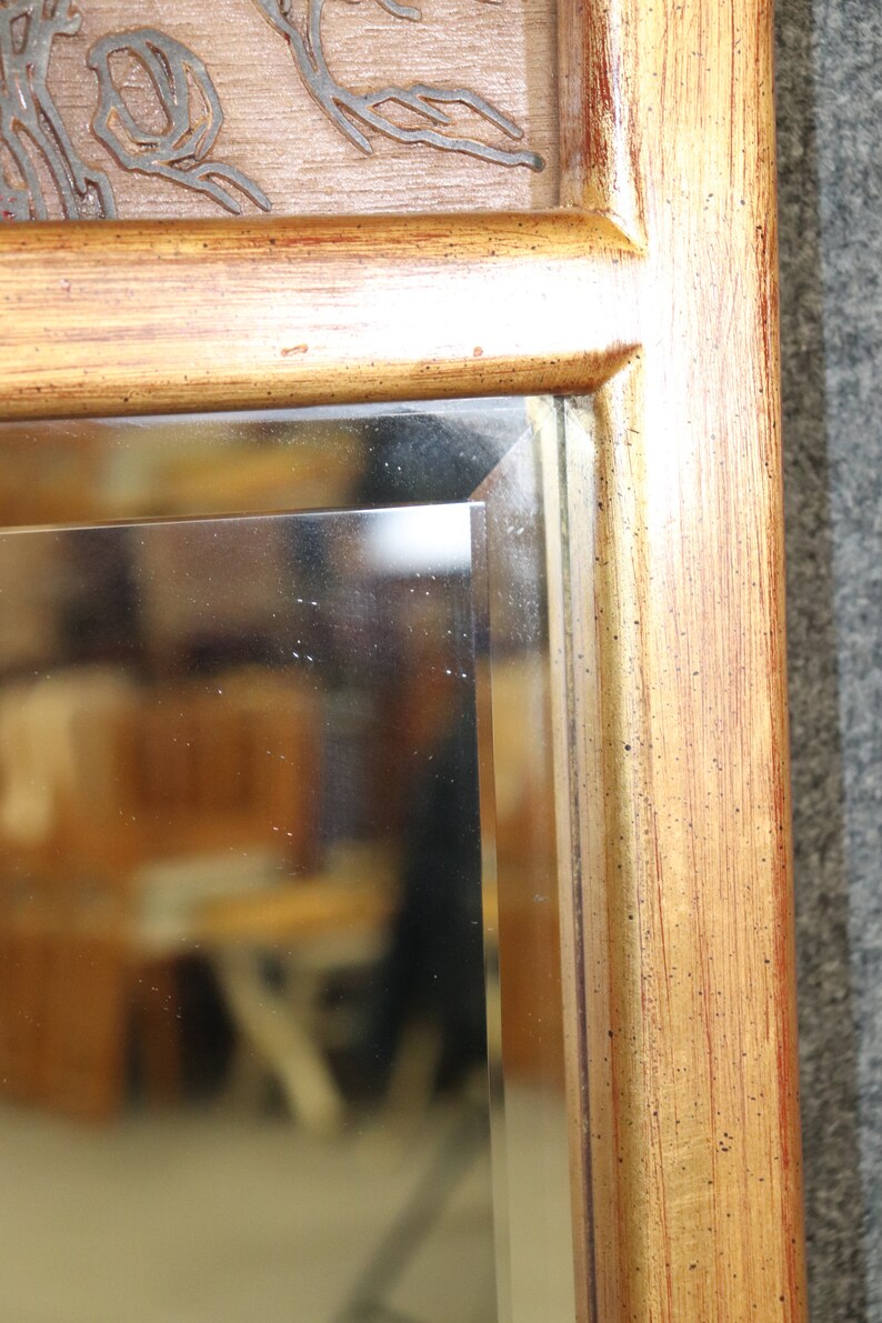 Mid Century Labarge Beveled Glass Mirror With Japponed Chinoiserie ...