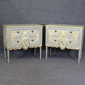 Pair Louis XVI Style Distressed Paint Decorated Commodes, Antiques, Antique Furniture, Home Decor, Louis XV, Chest of Drawers, DPLuxuries