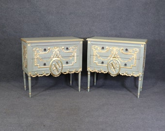 Pair Louis XVI Style Distressed Paint Decorated Commodes, Antiques, Antique Furniture, Home Decor, Louis XV, Chest of Drawers, DPLuxuries
