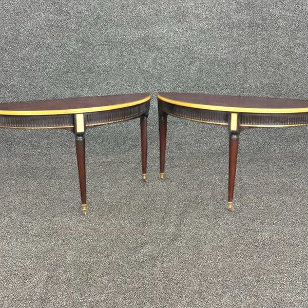 Pair of Louis XVI Style Demilune Console Tables, Sofa Tables, Accent Tables, Vintage Console, Antique Console, Mid Century Console, Retro