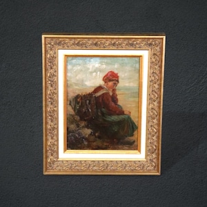 Small Signed Early 20th Century Oil Painting on Board of a Woman c1910s Antique Painting, Vintage Painting, Wall Decor, Home Decor, Wall Art