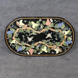 Mid Century Pietra Dura Marble Table Top (Top Only), Dining Room Table, Kitchen Table, Patio Table, Interior Decor, Furniture, Retro