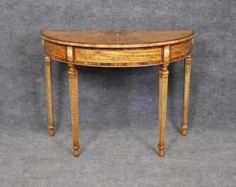 Vintage Maitland Smith Adams Style Demilune Console Table