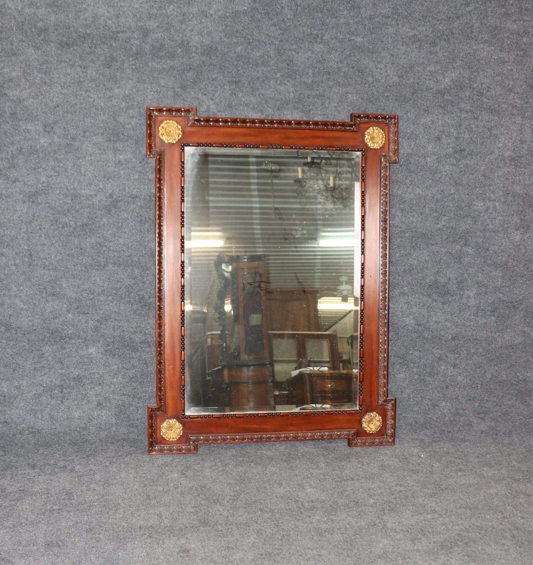 Vintage Drexel Heritage Regency Style Carved Beveled Glass