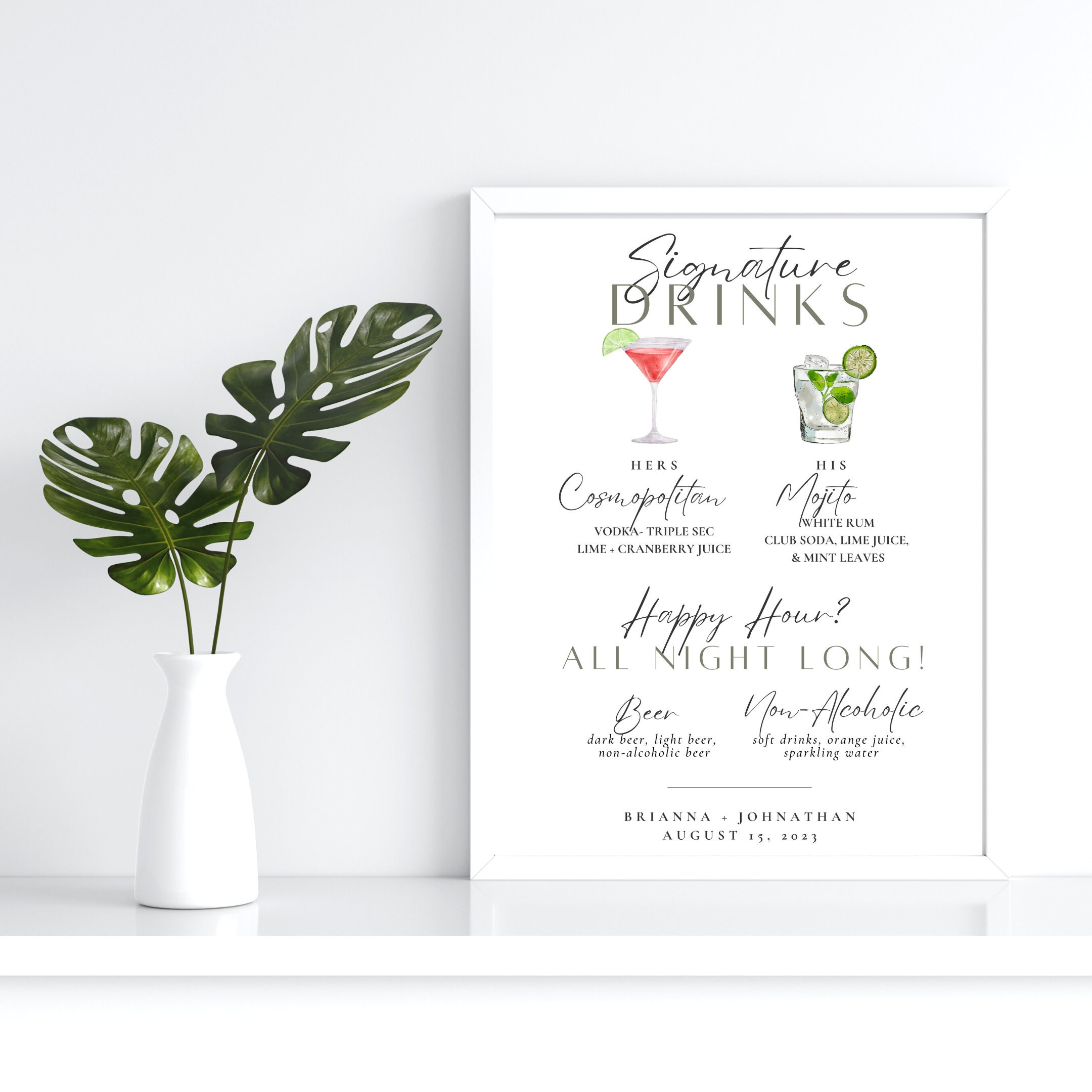 DIGITAL DOWNLOAD PRINTABLE Wedding Drink Menu - Etsy