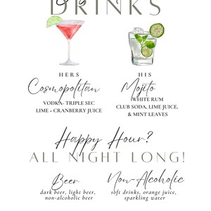DIGITAL DOWNLOAD \\ PRINTABLE \\ Wedding Drink Menu - Etsy