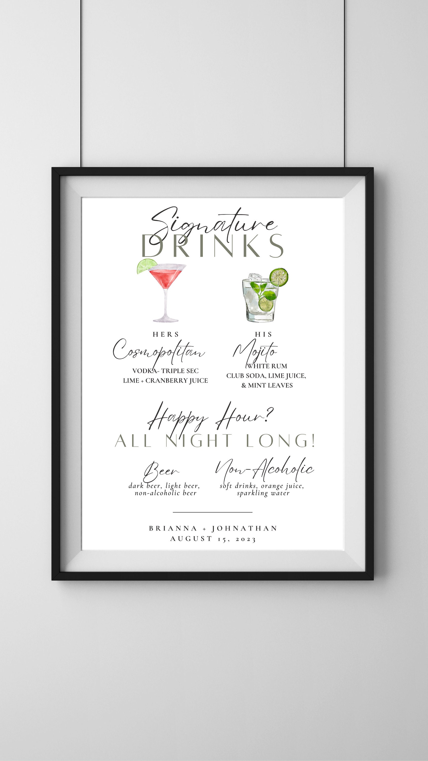 DIGITAL DOWNLOAD PRINTABLE Wedding Drink Menu - Etsy