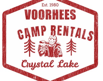 Halloween Voorhees Camp Rentals, PNG, digital download