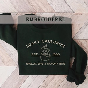 Embroidered Leaky Cauldron Sweatshirt, Wizard Book Shop, Harry Sweater, Universal Trip Sweater, Wizard Sweatshirt, Book Nerd Sweater, Potter