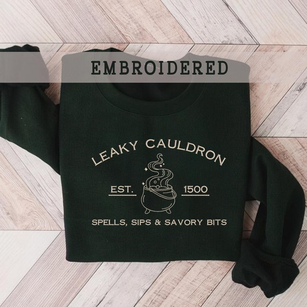 Embroidered Leaky Cauldron Sweatshirt, Wizard Book Shop, Harry Sweater, Universal Trip Sweater, Wizard Sweatshirt, Book Nerd Sweater, Potter