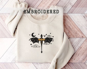 Embroidered Basgiath Sweatshirt, Fantasy Bookish Empyrean Series Shirt, Book Lover Gift, Booktok, Embroidered Dragon Hoodie
