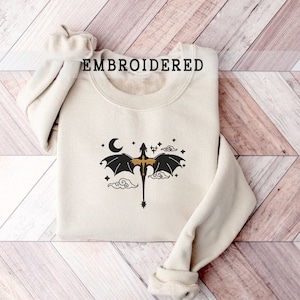 Embroidered Basgiath Sweatshirt, Fantasy Bookish Empyrean Series Shirt, Book Lover Gift, Booktok, Embroidered Dragon Hoodie