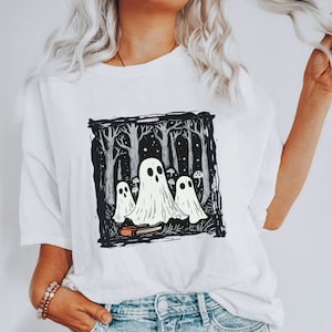 Ghost Town Sweatshirt, Halloween Sweater, Vintage Halloween, Spooky Season Shirt, Cottagecore Sweater, Fall Crewneck For Women