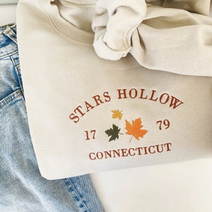 Stars Hollow Connecticut Sweatshirt, Cozy Fall Sweatshirt, Stars Hollow Embroidered Sweatshirt, Gilmore Merch, Fall Embroidered Sweatshirt